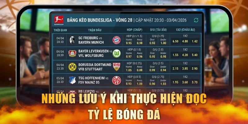 Những lưu ý khi thực hiện đọc tỷ lệ bóng đá