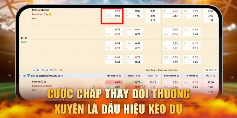 Cược chấp thay đổi thường xuyên là dấu hiệu kèo dụ